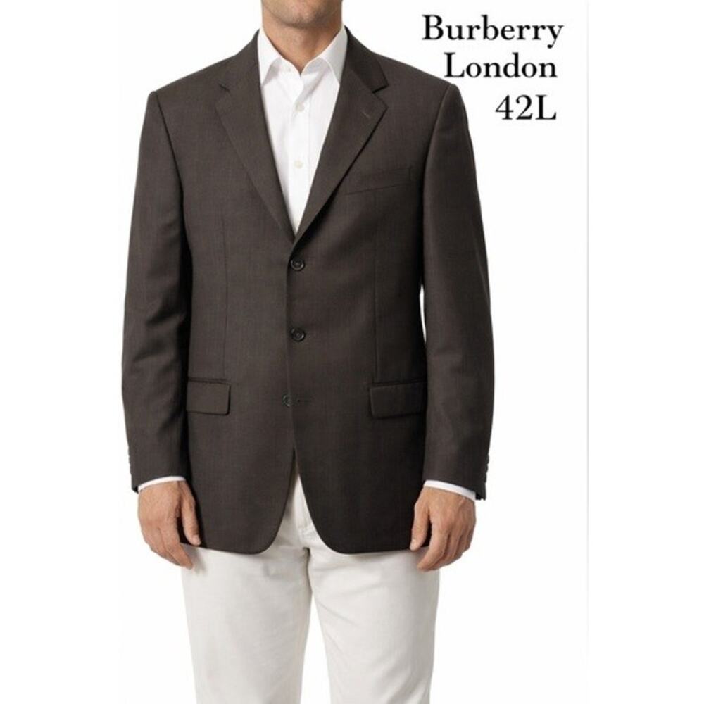 Burberry London Wool Blazer 42L Dark Gray Single Breasted Sport Coat Tailored